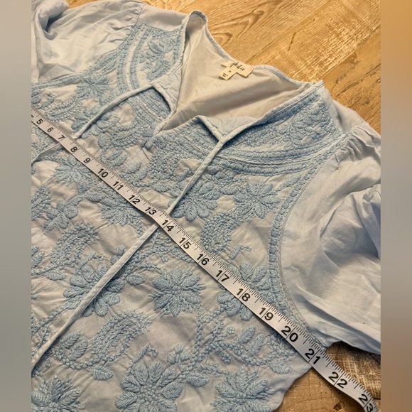 Style & Co Womens Light Blue Embroidered Tunic Top With Tassels Size 1X - Picture 3 of 8